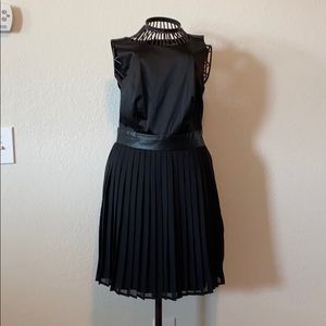 Black dress with faux leather band
